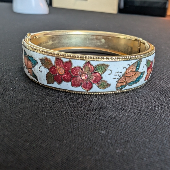 Vintage Cloisonne Hinged Bangle - Picture 9 of 14